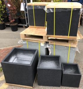 Fibreglass & Clay Planters (set of 3) - can be sold as pairs
