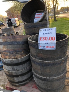 Large Oak Barrel 24 inch 30.00 each or 4 for 110.00